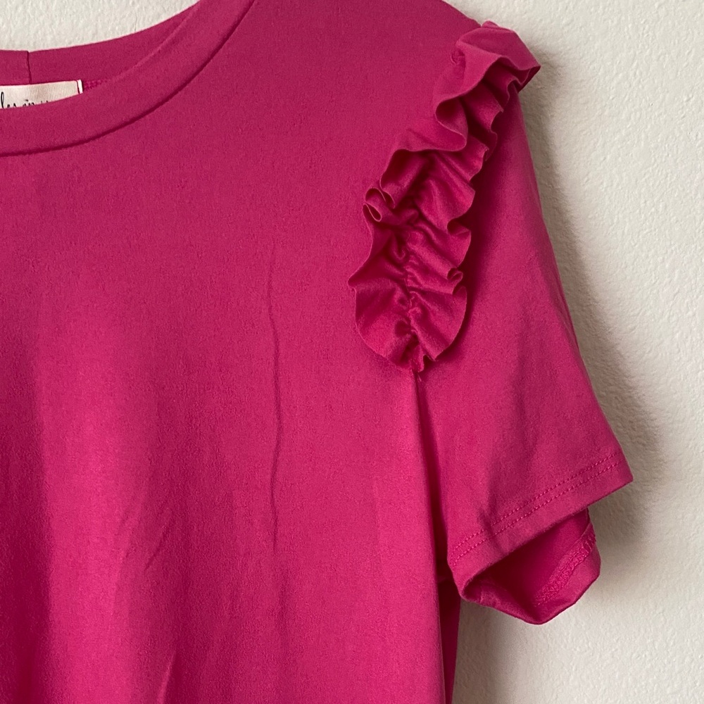 Fuchsia Ruffle Sleeve Tee - Picture 4 of 6